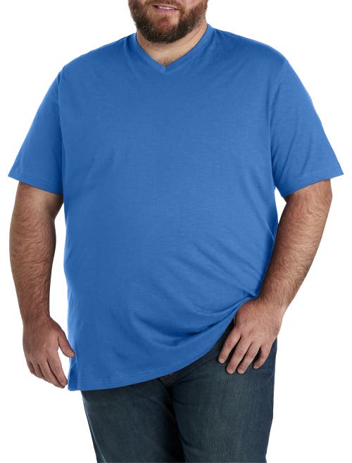 Harbor Bay By Dxl Slub Knit V-neck T-shirt In Palace Blue