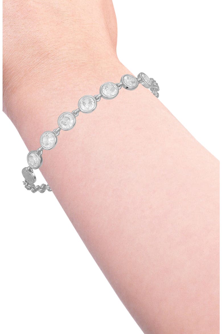 Bezel Set CZ Bracelet, Alternate, color, SILVER TONE
