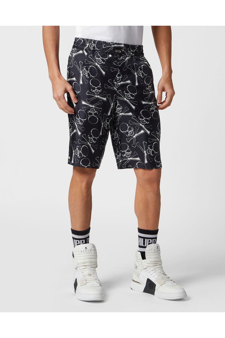 Silk Short Trousers Skull&Amp;Bones Men, Main, color, black