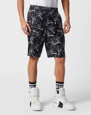 PHILIPP PLEIN Silk Short Trousers Skull&Amp;Bones Men