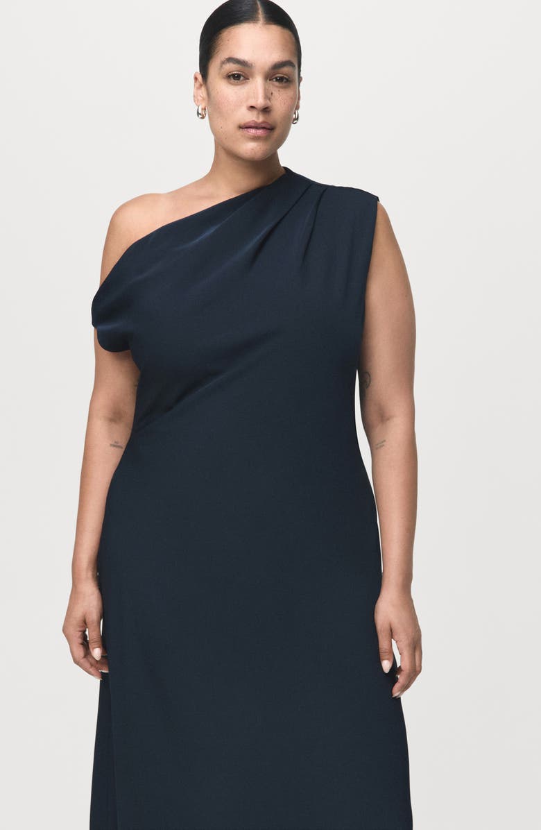 MANGO Asymmetric Maxi Dress, Alternate, color, Navy