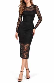 Sienna Lace Mesh Midi Dress