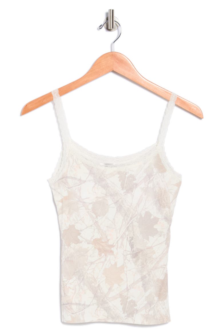Printed Lace Trim Cami, Alternate, color, NATURAL COMBO