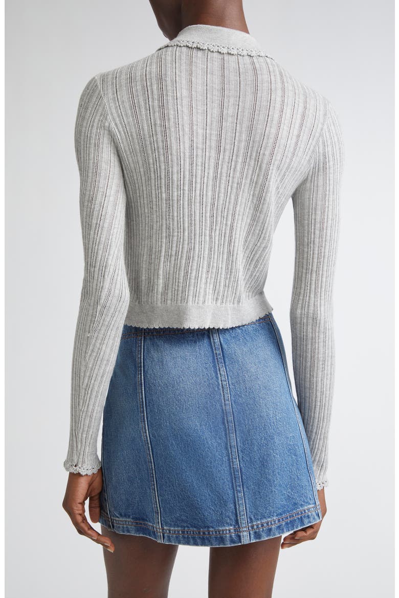 Lottie Pointelle Rib Cardigan, Alternate, color, SLATE