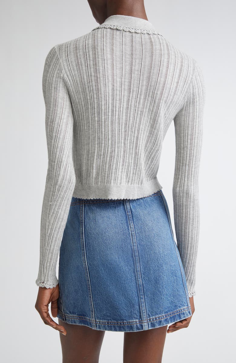 Ulla Johnson Lottie Pointelle Rib Cardigan, Alternate, color, Slate
