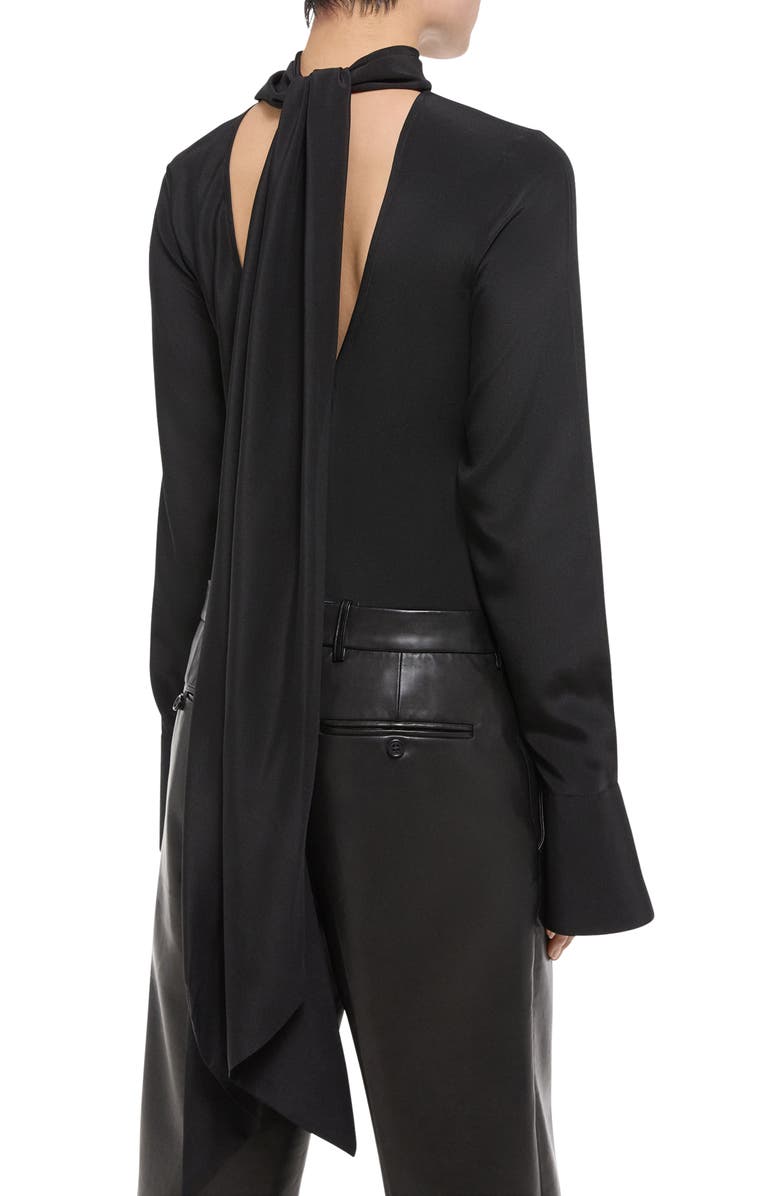 Silk Long Sleeve Top with Scarf