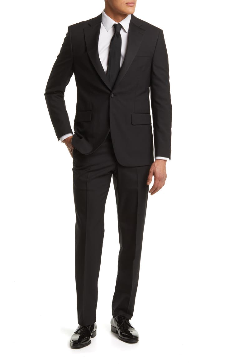 Classic Fit Black Wool Tuxedo, Main, color, BLACK