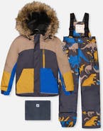 Deux par Deux Play Faux Fur Hood Jacket & Dinosaur Pants Two Piece Snowsuit