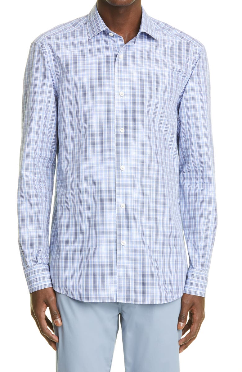 ZEGNA Centoquaranta Twill Button-Up Shirt, Main, color, 