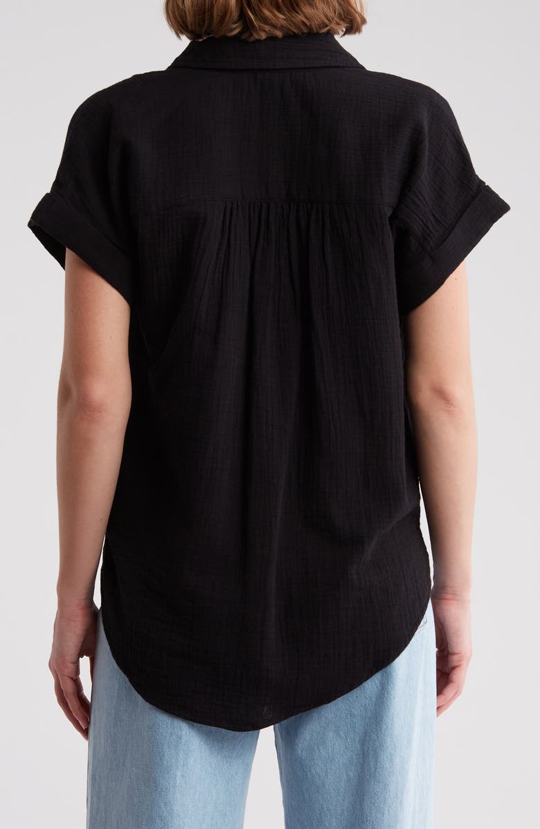 Caslon<sup>®</sup> Short Sleeve Cotton Gauze Button-Up Shirt, Alternate, color,