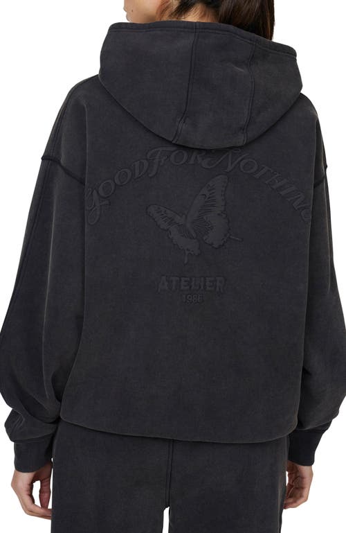 Good For Nothing Float Washed Relaxed Pullover Hoodie In Black