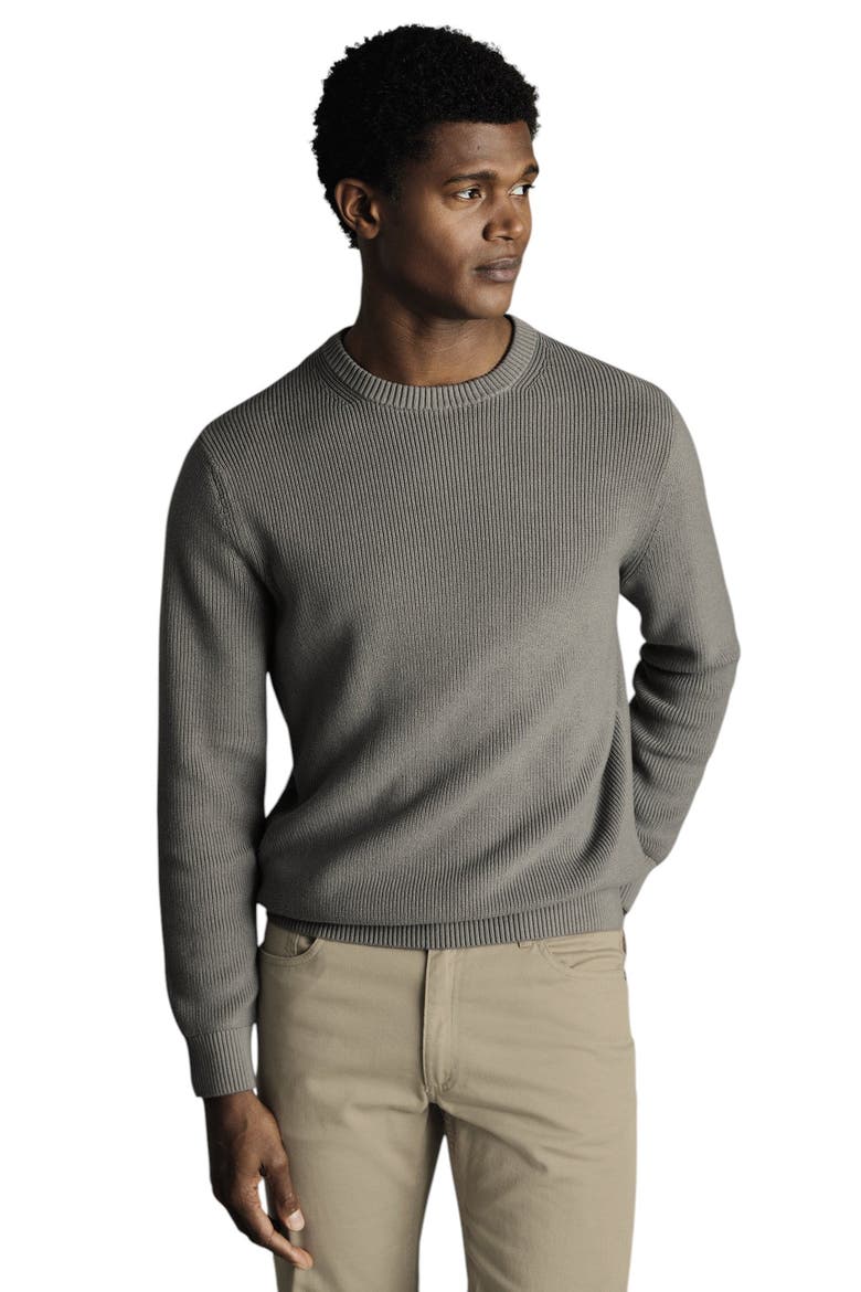 Cotton Rib Crew Neck Sweater, Main, color, Grey