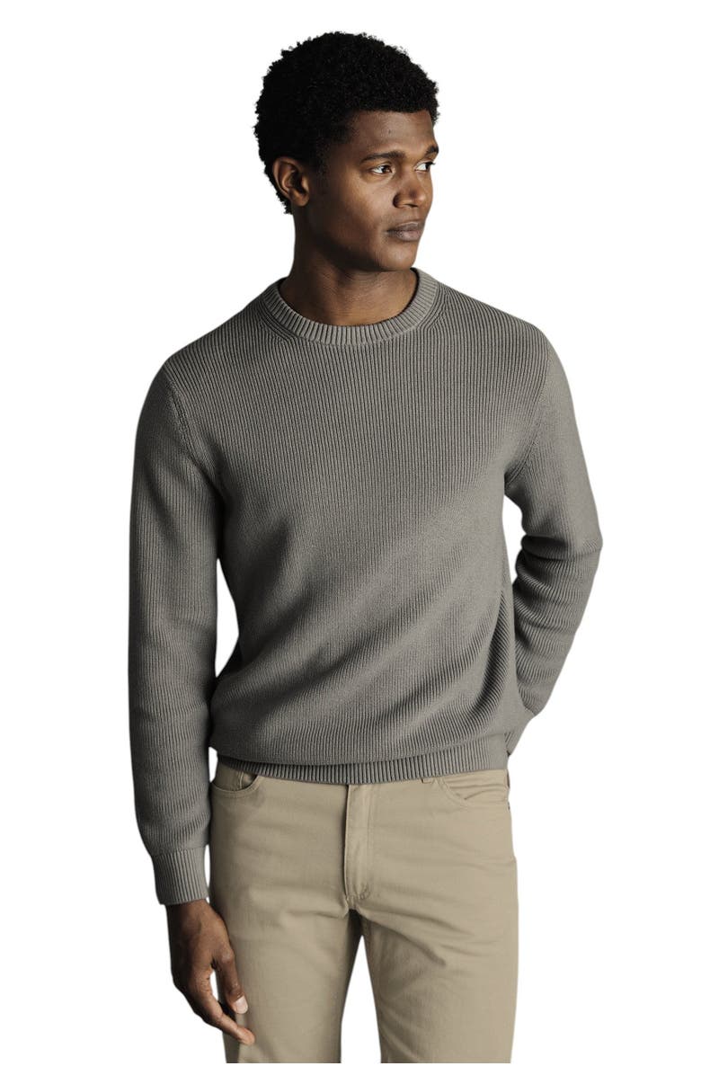 Charles Tyrwhitt Cotton Rib Crew Neck Sweater, Main, color, Grey