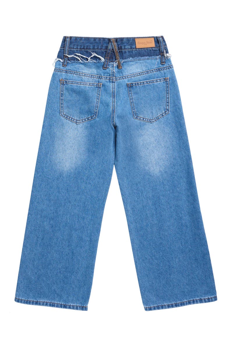 GOGO STAR Kids' Fray Waist Wide Leg Jeans, Alternate, color,