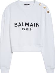 Balmain Crop Logo Graphic Sweatshirt