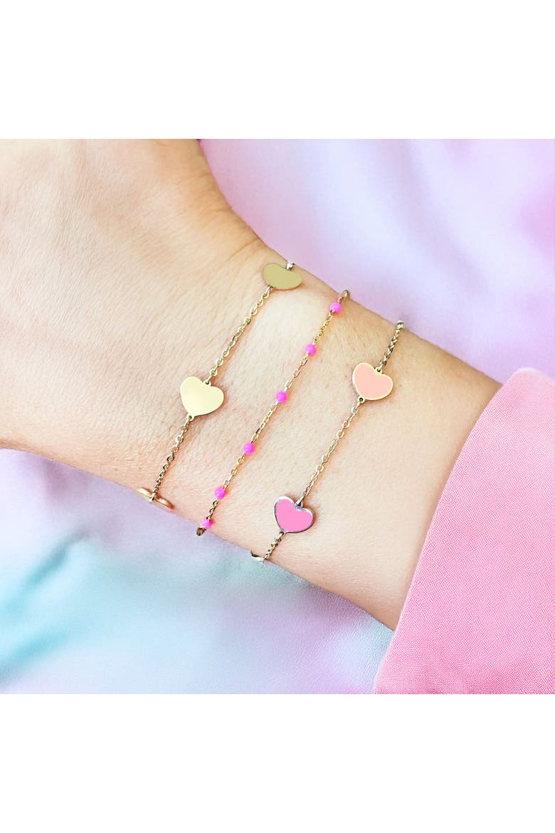 Gold Heart Station Bracelet, Alternate, color, Yellow Gold
