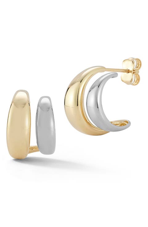 <p>14K Gold Double Row Hoop Earrings</p>