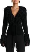 Naked Wardrobe Fringe Tie Waist Chenille Cardigan