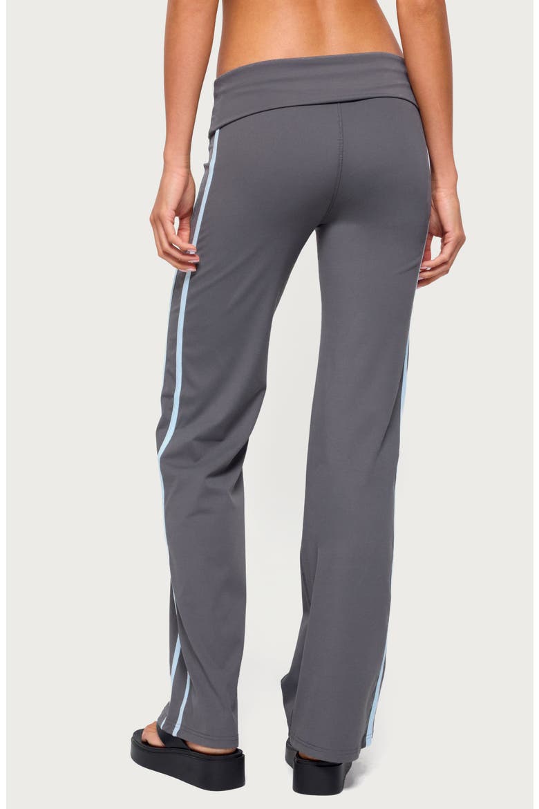 Anica Stripe Foldover Pants, Alternate, color, CHARCOAL
