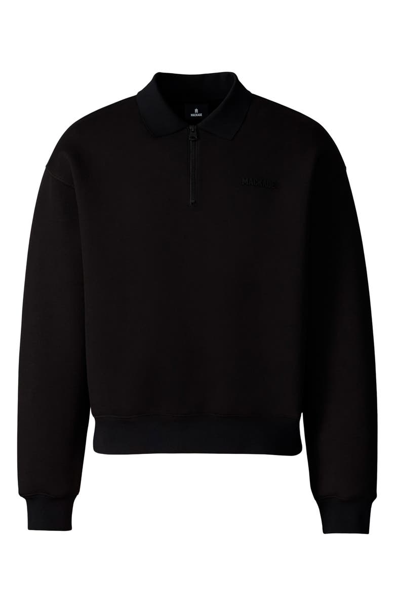 Mackage Felix Quarter Zip Polo Sweater, Alternate, color, Black