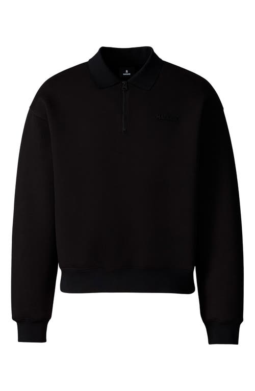 Mackage Felix Quarter Zip Polo Sweater In Black