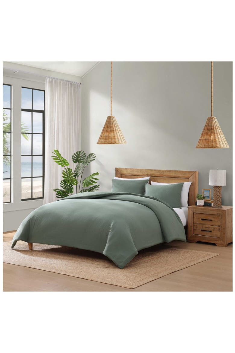 Paradisio Yarn Dyed Cotton Gauze Comforter & Sham Set, Alternate, color, DARK GREEN