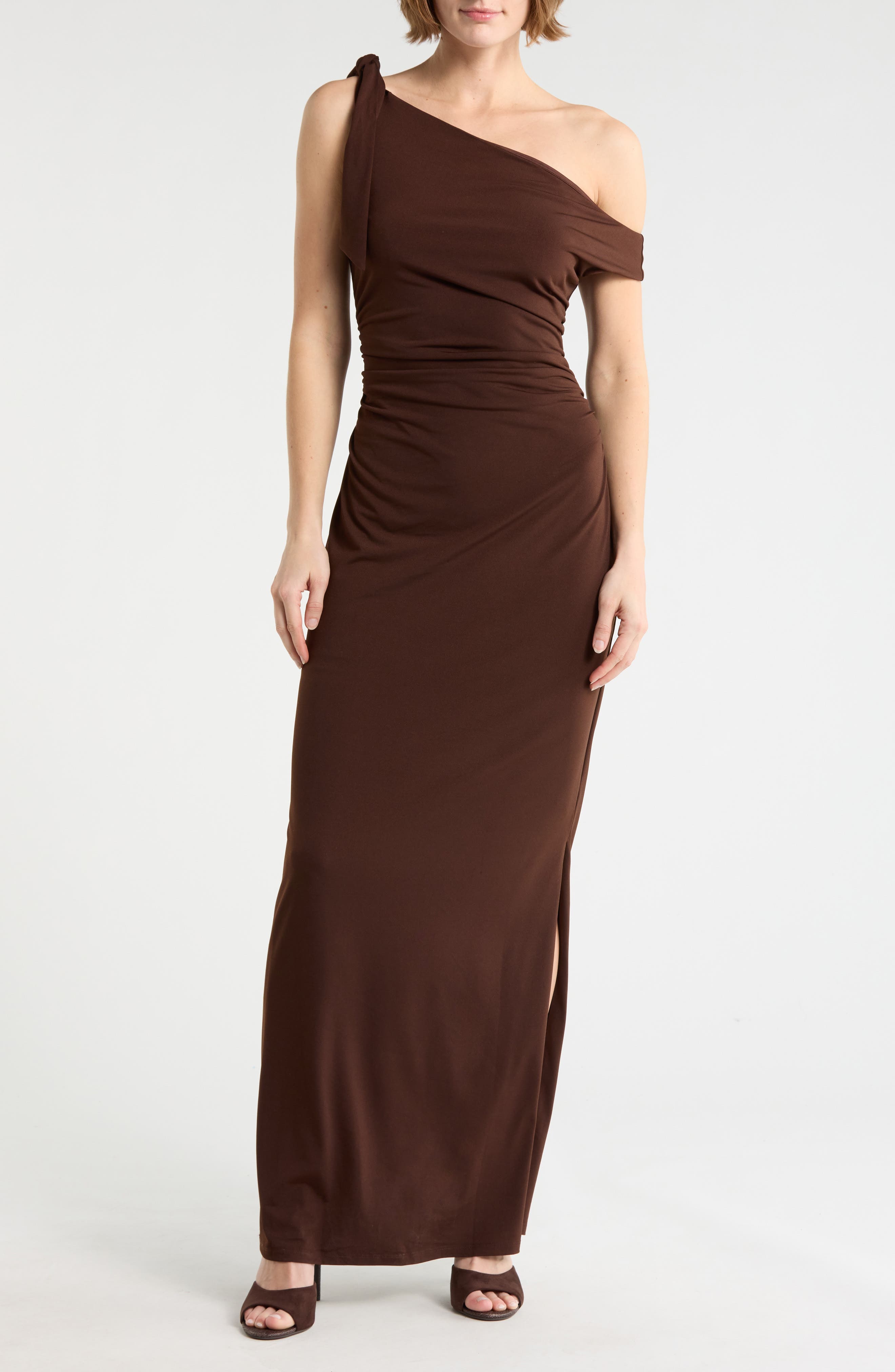 WAYF Ruched Midi Dress