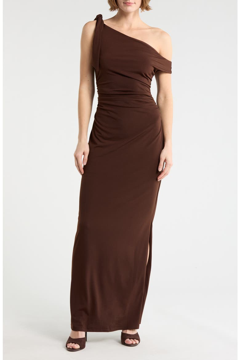 Ruched Midi Dress, Main, color, BROWN