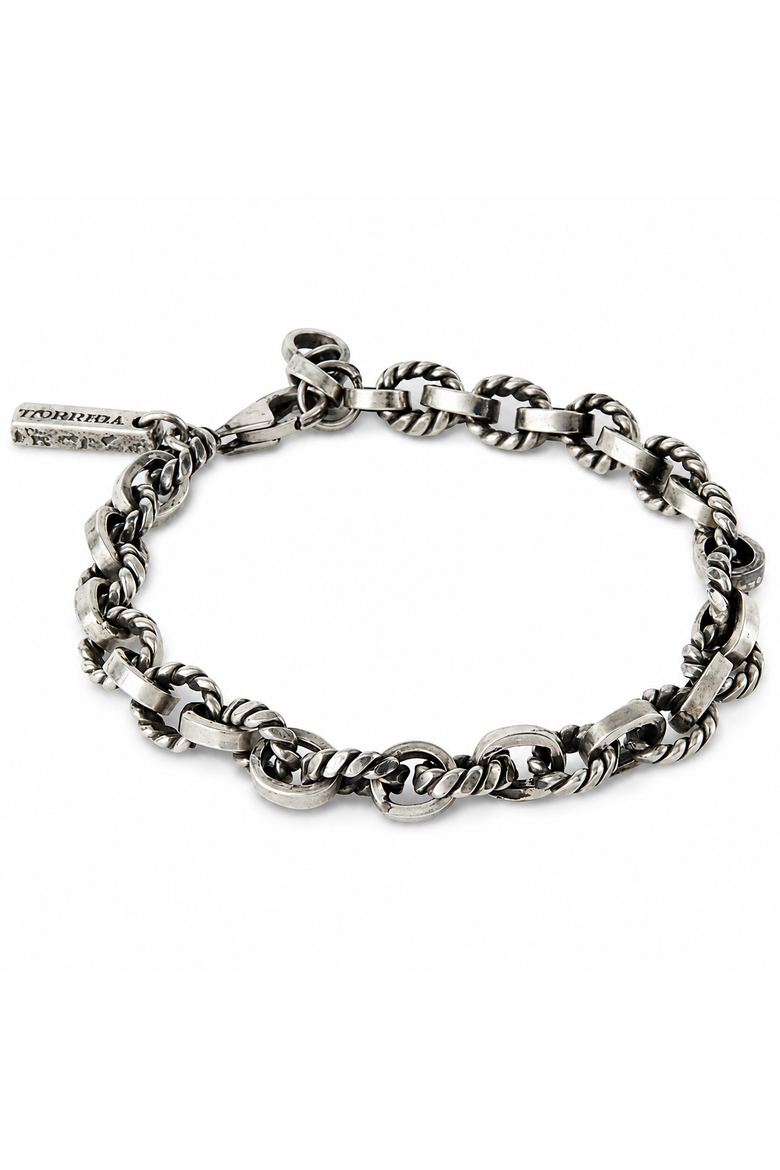 7mm Silver Link Mix Bracelet, Main, color, Sterling Silver