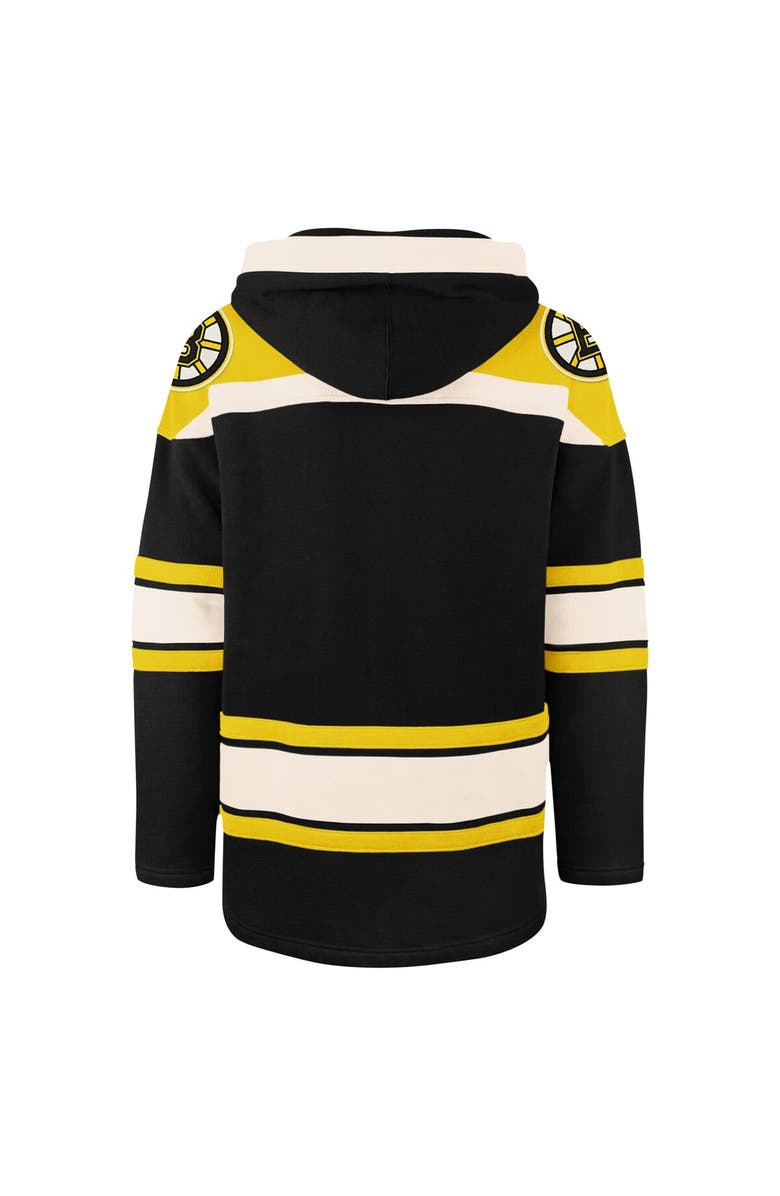 '47 Men's '47 Black Boston Bruins 100th Anniversary Superior Lacer Pullover Hoodie, Alternate, color, Black
