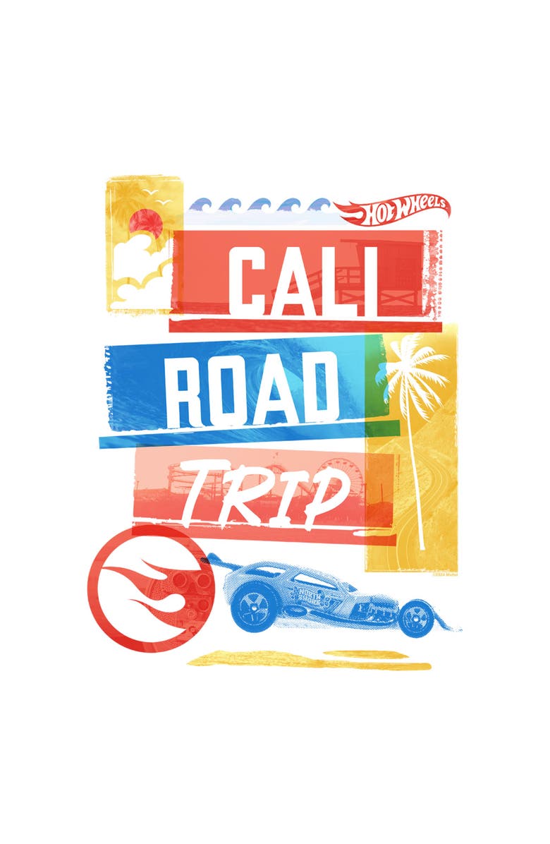 Hot Wheels Men's Hot Wheels Cali Road Trip Racing  Graphic T-Shirt, Alternate, color, White