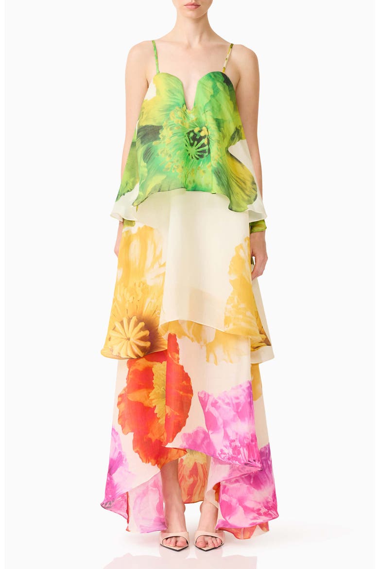 Lilia Floral Tiered High-Low Gown, Main, color, FLORAL MULTI