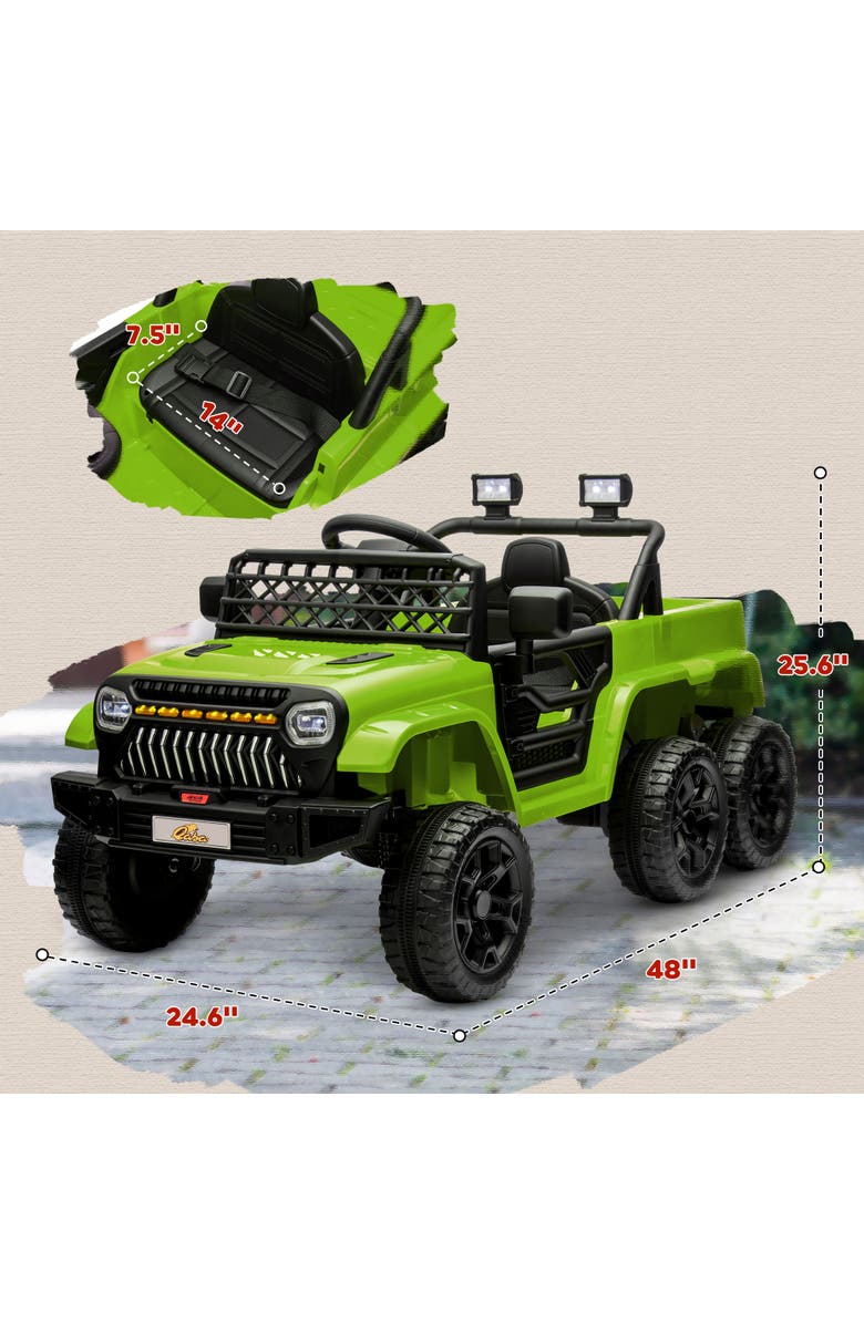 Qaba 12V Ride On Car w/ Remote Control, 2WD/4WD Switchable, Back Trailer, Alternate, color, Green