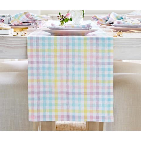Linen Table Runner - Gingham Check