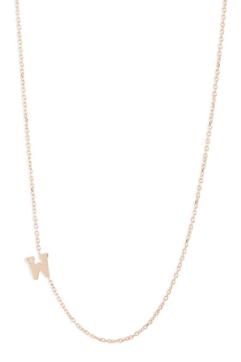 Diamond Initial Necklace, Main, color, W