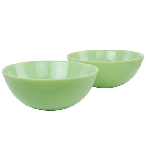 2 Piece 10in Jadeite Glass Serving Bowl Set