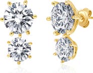 Crislu Double Cubic Zirconia Stud Earrings