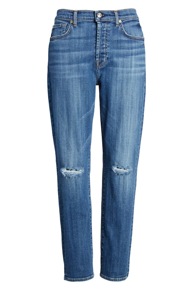 7 For All Mankind® Josefina High Waist Ripped Crop Jeans, Alternate, color, BROKEN TWILL ATHENS