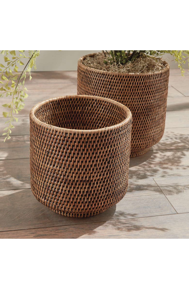 Napa Home & Garden BURMA RATTAN CACHEPOTS LARGE, SET OF 2, Alternate, color, Brown