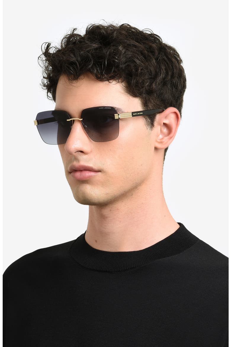 61mm Square Sunglasses, Alternate, color, BLACK