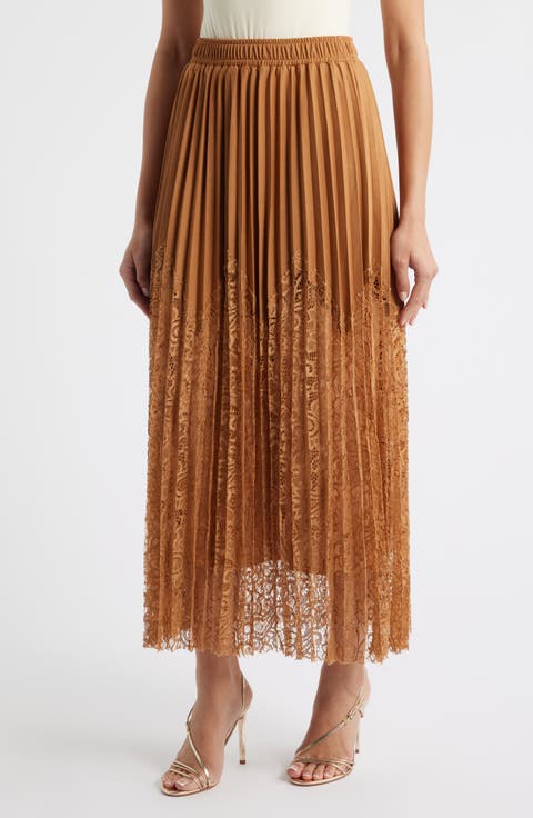 Sigrid Mixed Media Pleated Skirt
