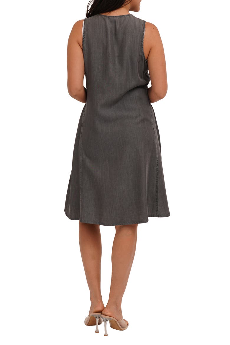 Sleeveless Denim Trapeze Dress, Alternate, color, MEDIUM GREY DENIM
