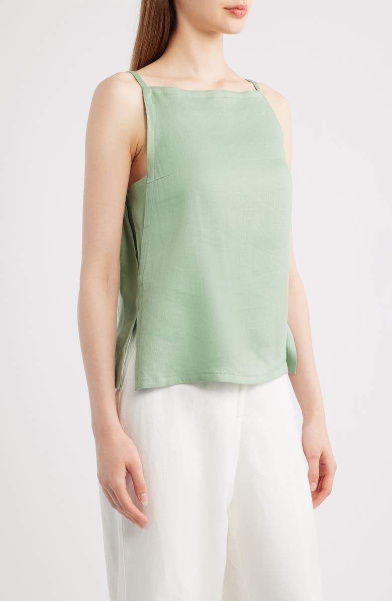 Theory Apron Linen Blend Tank, Alternate, color, Delicate Green