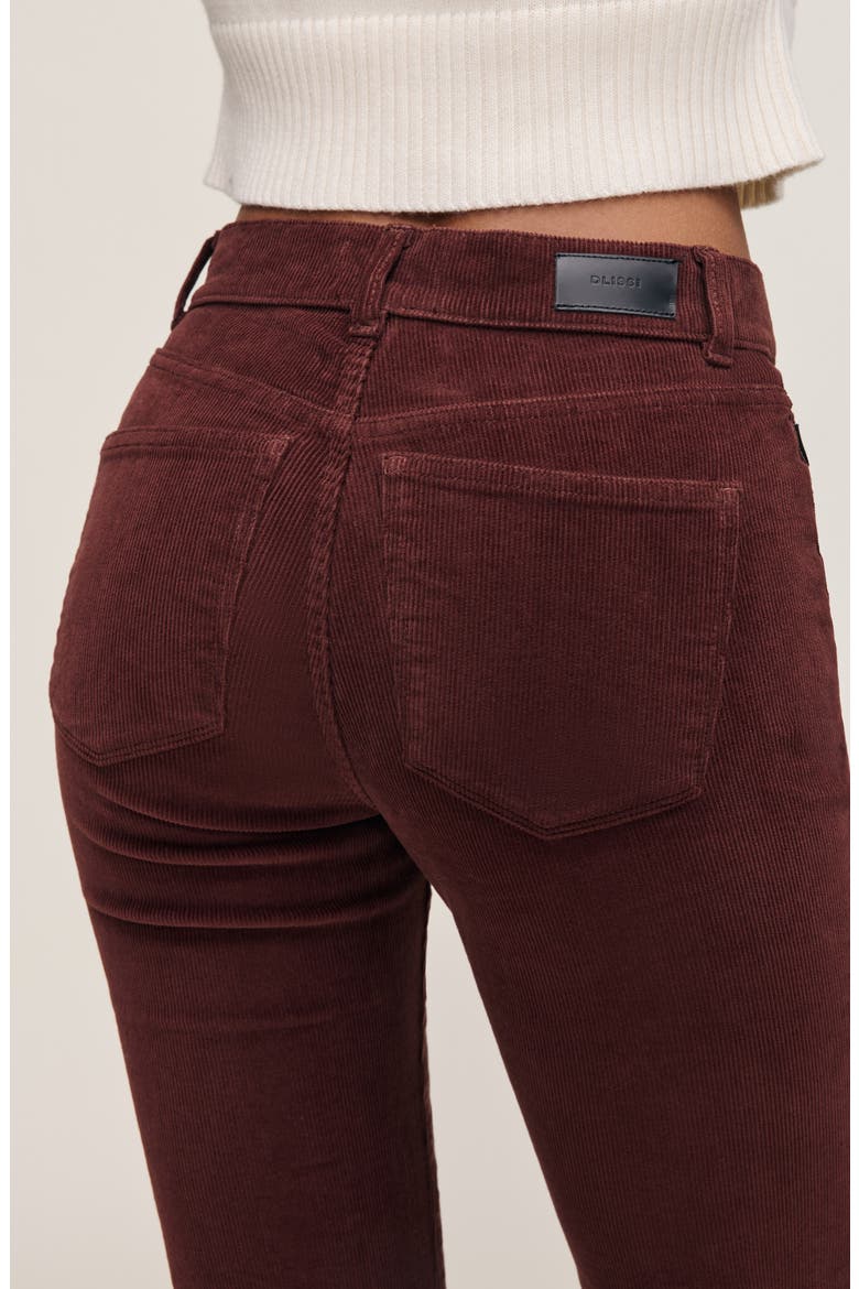 Patti High Waist Ankle Straight Leg Corduroy Pants, Alternate, color, SYRAH