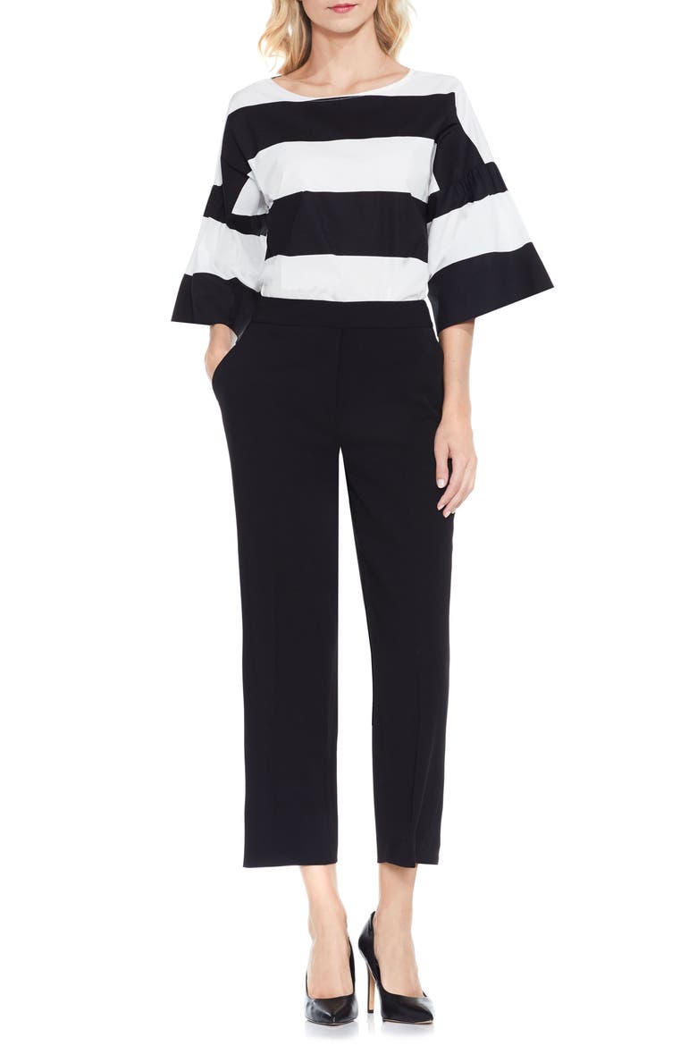 Texture Base Straight Leg Crop Pants, Main, color, RICH BLACK