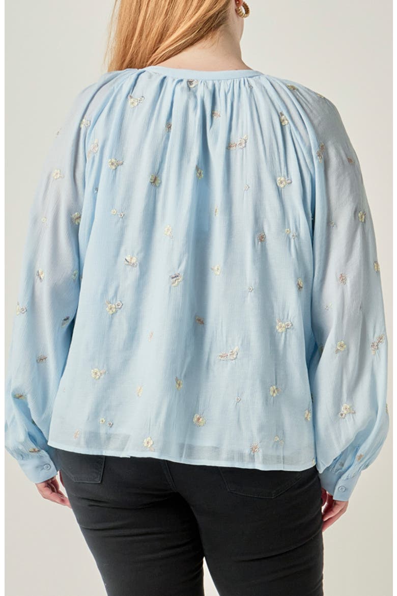 Embroidered Button Front Blouse, Alternate, color, POWDER BLUE