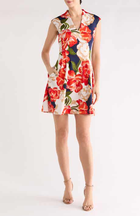 Vince Camuto Scuba Cap Sleeve Dress