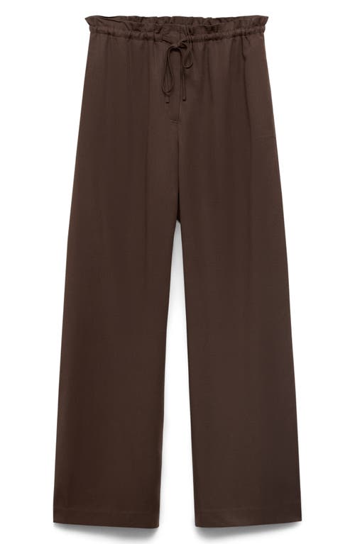 Mango Drawstring Wide Leg Pants In Brown