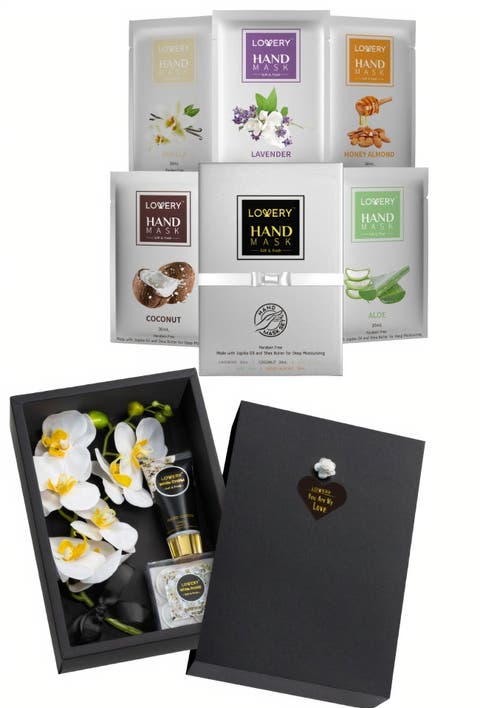 Hand Care Gift Set with Soap Petals, Bath Bombs, Hand Cream & Hand Mask Gloves