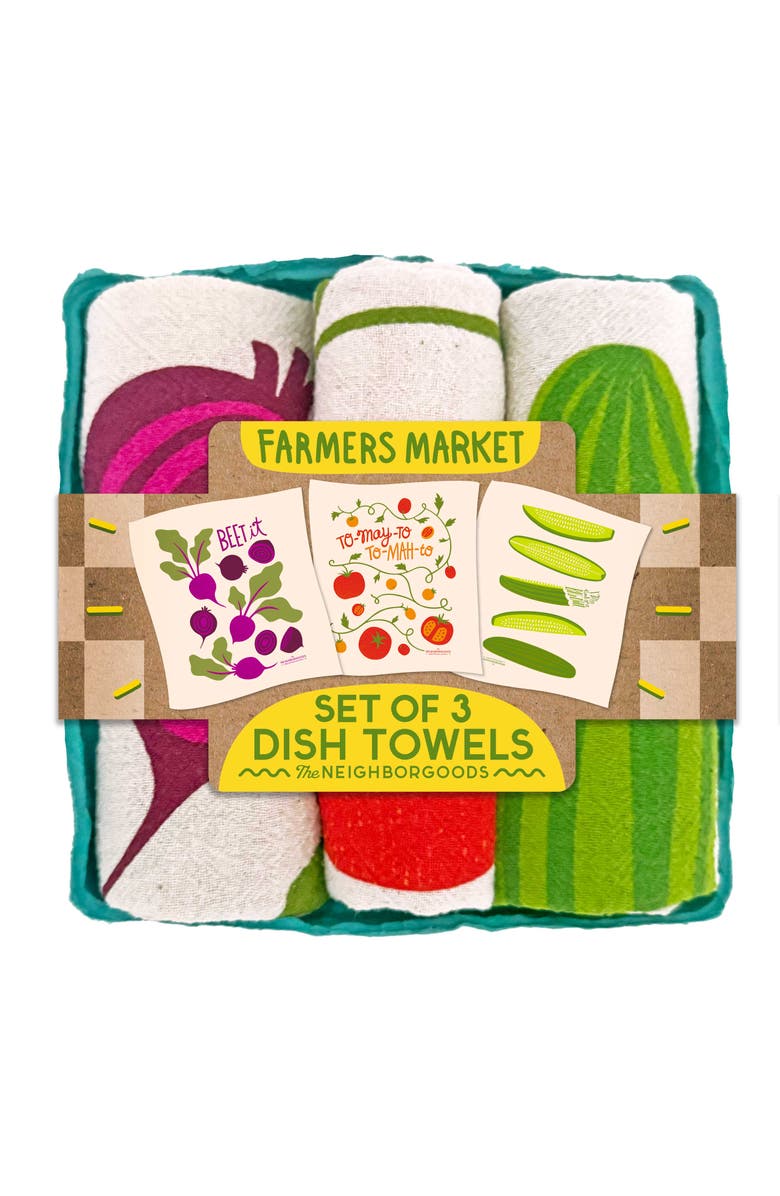 The Neighborgoods Farmers Market - Dish Towel Set of 3, Main, color, NO COLOR